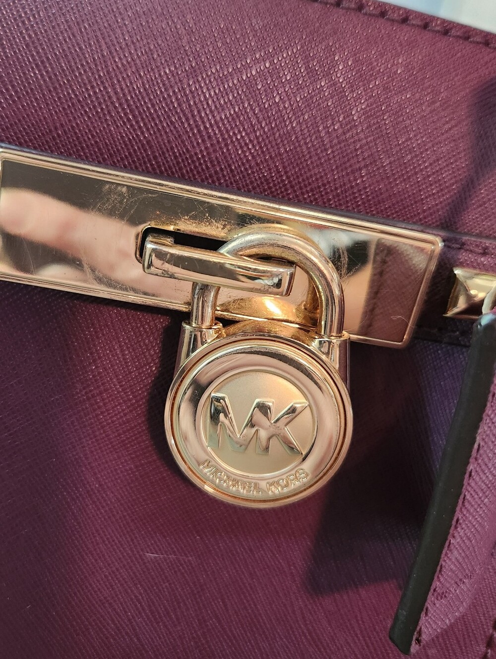 Michael Kors Hamilton Traveler tote purple glam corporate rock edgy business - Picture 12 of 14